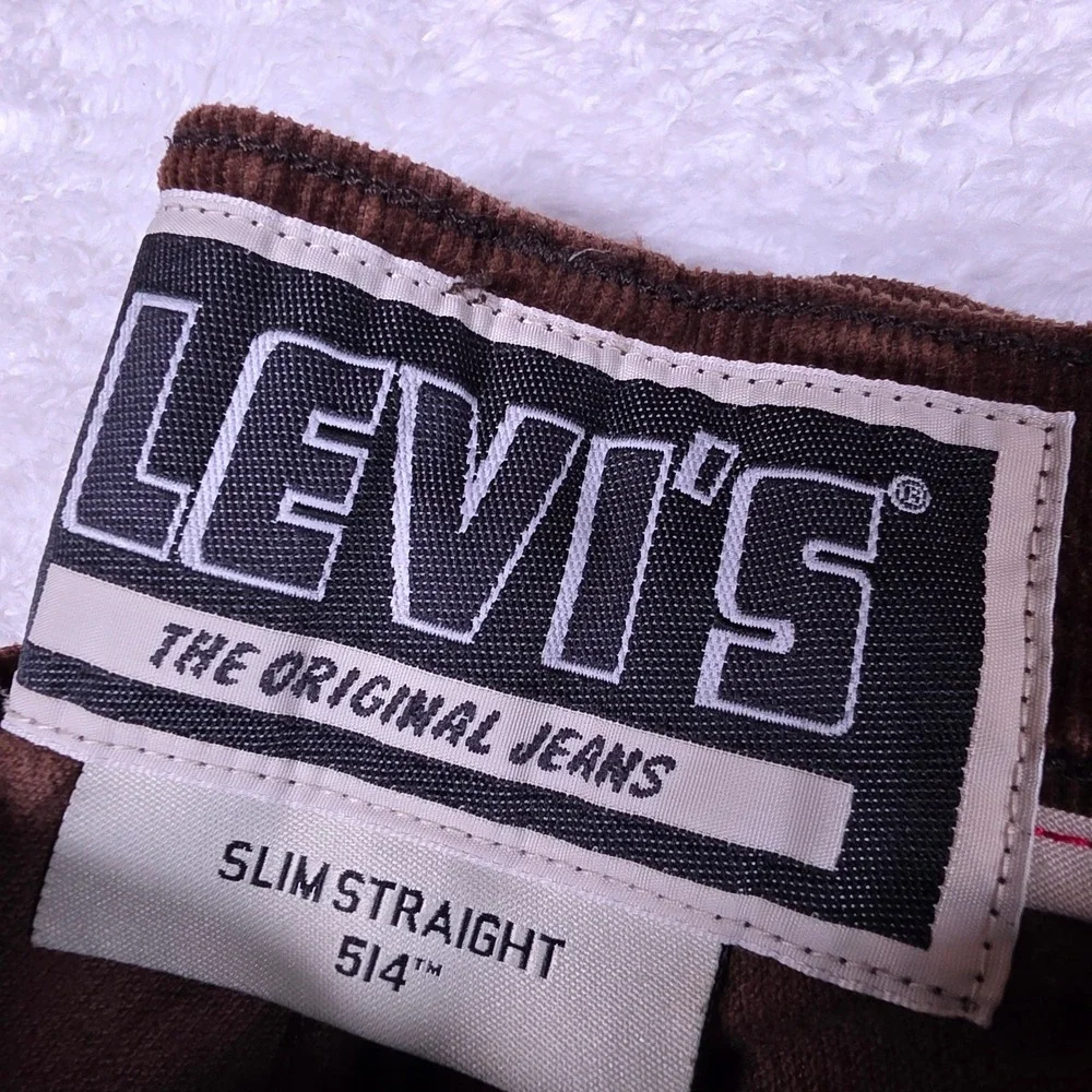 2 Pack! Levi's 514 Slim Straight Mens 34/30 Brown Corduroy Stretch Pants